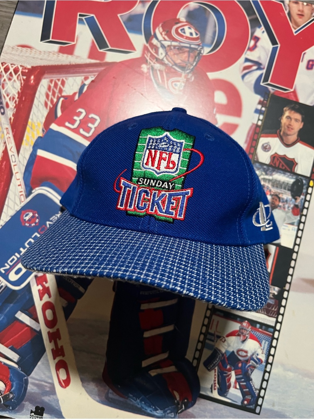 90s vintage NFL Sunday ticket logo athletic football Velcro strap back hat ￼